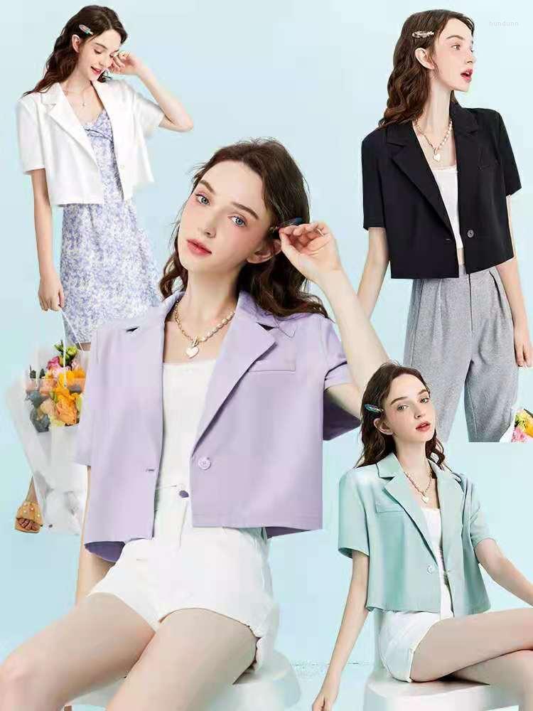 

Women' Suits 2022 Summer Vintage Casual Blazer Women Solid Color Short Sleeve Suit Jacket, Black
