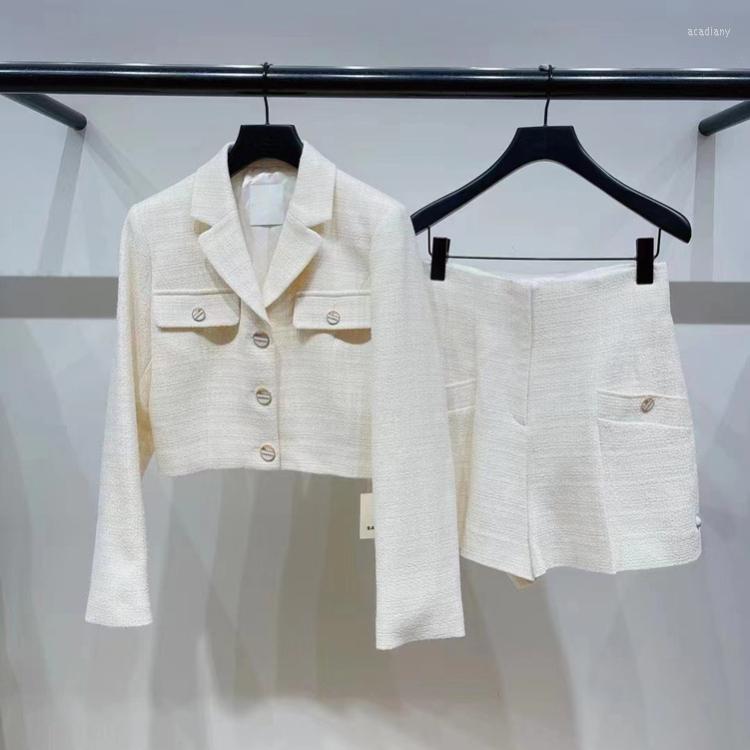 

Women' Tracksuits Office Ladies Fashion Two-piece Single-breasted Long-sleeved Slim Suit Jacket With Shorts Elegant Set, Se20014-2