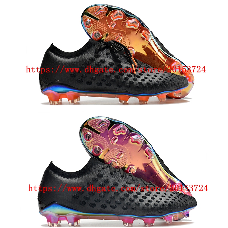 

Phantom Ultra Venom FG Soccer Shoes High Ankle Football Boots Firm Ground Cleats Outdoor black orange gold, As picture 1