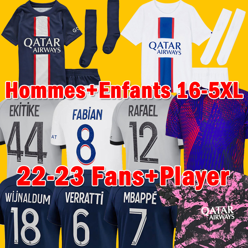 

MBAPPE #7 HAKIMI PLAYER #30 PsGs soccer jerseys 22 23 SERGIO RAMOS KIMPEMBE VERRATTI WIJNALDUM MARQUINHOS Maillots de football shirt 2022 2023 Fans Player men kids kit, 22-23 third ucl- patch