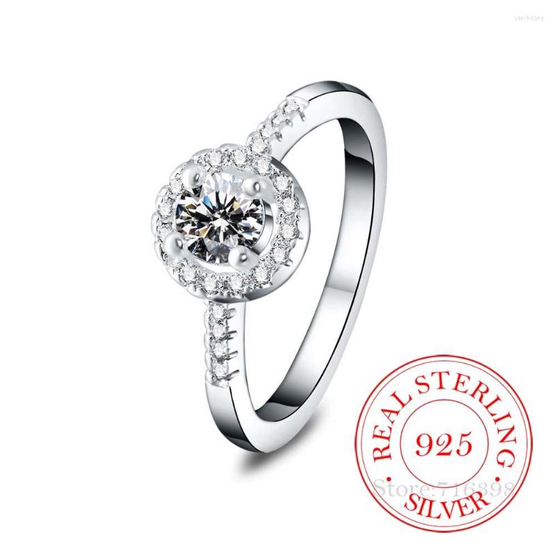 

Cluster Rings Vintage Round Crystal Couple's Wedding Silver For Women Men 925 Sterling Jewelry Fashion Anel De Prata Bijoux
