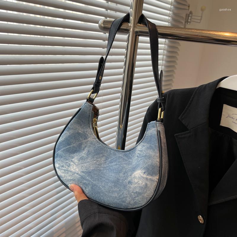 

Evening Bags Fashion Denim Underarm Bag Women Shoulder Designer Luxury 2022 Trend Women's Handbags And Purses Female Crossbody 9318, Black