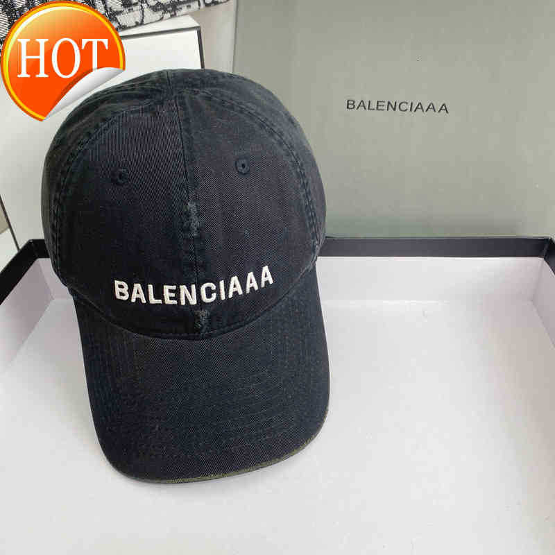 

Ball Caps Balencaigass Hat 2022 Original High Quality Correct Version b Washed Holes to Make Old BaseballPTGY, Black