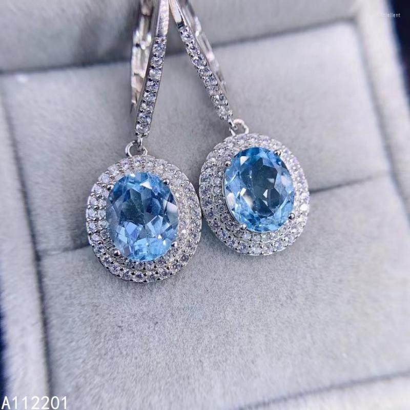 

Dangle Earrings Exquisite Jewelry 925 Sterling Silver Inset With Natural Gem Women's Luxury Fashion Oval Blue Topaz Eardrop Support Det