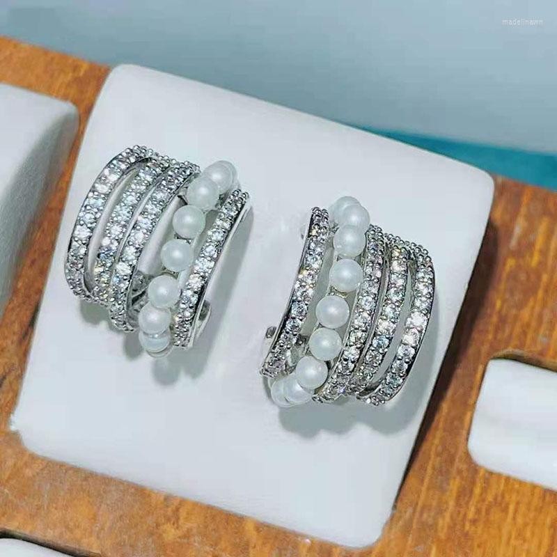 

Stud Earrings Funmode Luxury Fashion Pearl Micro CZ Pave For Women Accessories Pendientes Mujer Wholesale FE267