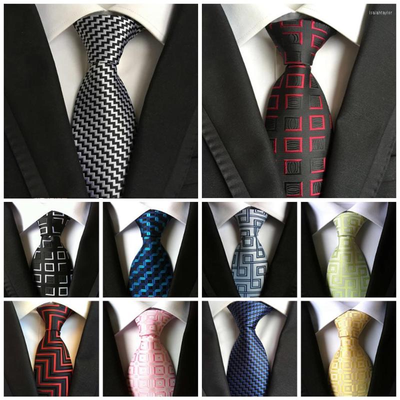 

Bow Ties 2022 Men's Classic Striped Wedding Neckties Silk 8CM For Men Green Blue Black Jacquard Woven Business