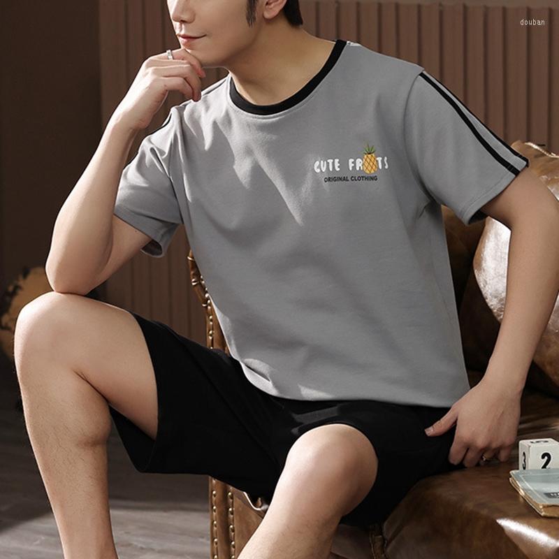 

Men's Sleepwear Korean Minimalist Style Man Pajamas Set Short Sleeve Loungewear Cotton For Boy Leisure Mens Pijamas Fashion Homesuits, Color 4