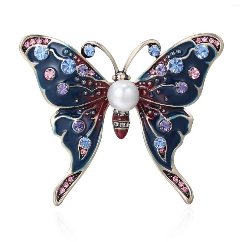 

Brooches Viennois Enamel Butterfly Brooch Colorful Rhinestone Imitation Pearl Insect Pins Banquet Christmas Gifts Accessories Jewelry