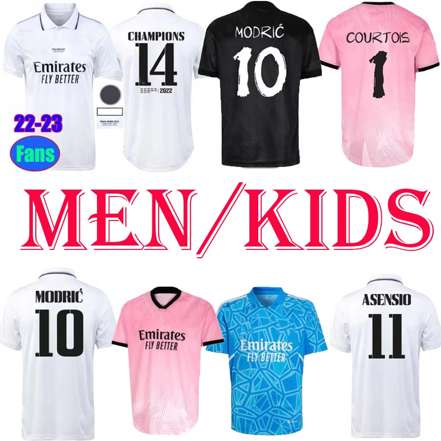 

2022 BENZEMA Finals soccer jerseys 22 23 football shirt VINI JR CAMAVINGA TCHOUAMENI REAL MADRIDS VALVERDE HAZARD ASENSIO MODRIC men kids kit, Black