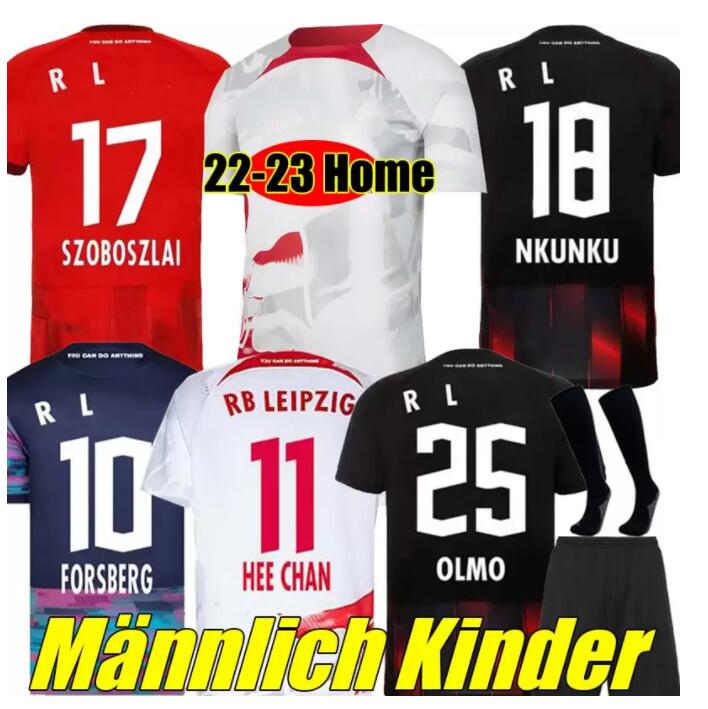 

2023 2022 RBL Soccer Jerseys SZOBOSZLAI POULSEN 21/22 Leipziges ANGELINO NKUNKU ADAMS OLMO KLUIVERT SILVA HAIDARA LAIMER MORIBA Kits sock Full sets football shirt, Men