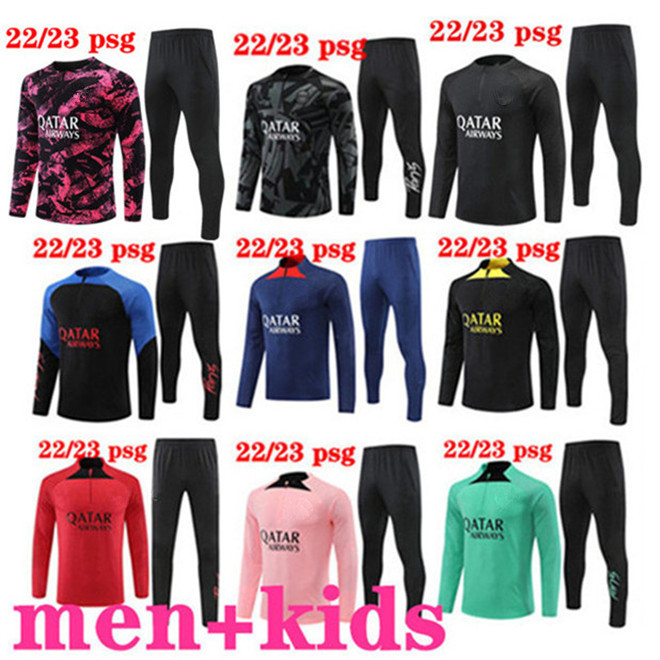 

22 23 Half zipper PSGs MBAPPE soccer tracksuit 21 22 Classic style SERGIO RAMOS MARQUINHOS VERRATTI ICARDI DI MARIA DRAXLER adult kids football tracksuits