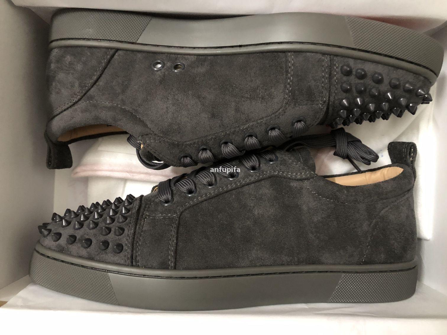 

Red Bottomed Christians Factory price Casual Shoe Men's High-Top Junior Spikes Flats Shoes Men Women suede Leather Sneakers luxury stu coi, 10