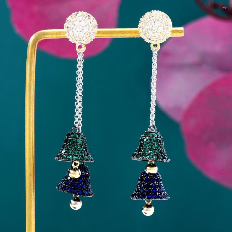 

Stud Earrings Siscathy Fashion Bells Inlay Micro Cubic Zirconia Drop For Women Hanging Earring Christmas Party Jewelry Accessory