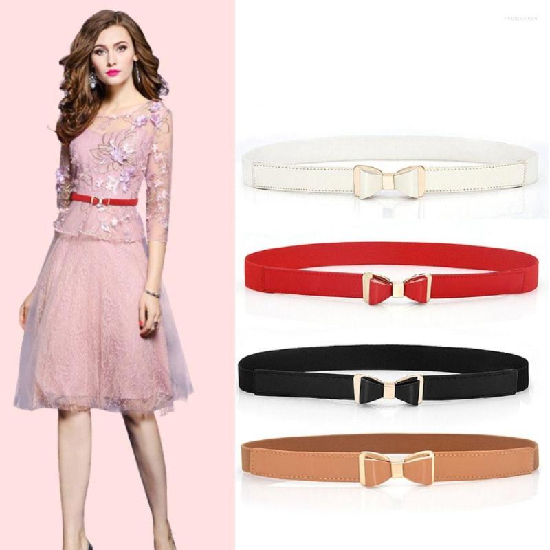 

Belts Fashion Elastic Casual Stretch Bowknot Thin Waist Belt Ladies Dress Cummerbund BuBuckle Waistband Wild Skirt Bands, Black