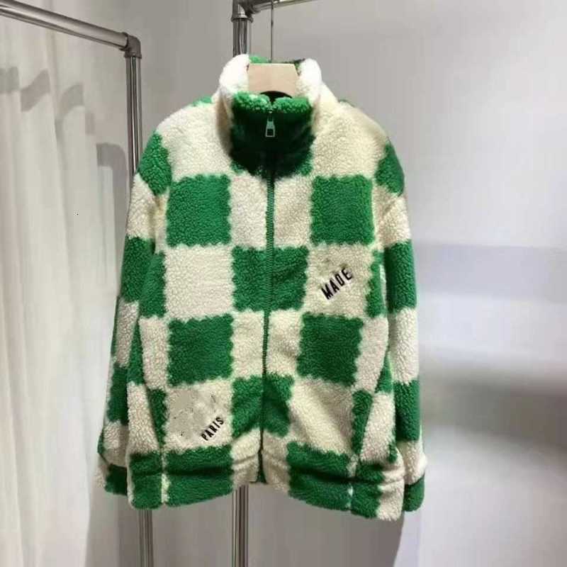 

Men's Jackets Winter plaid pattern Jacket designer jacquard multifunctional warm stand collar lamb wool coat for men and women 0FNR, Yellow