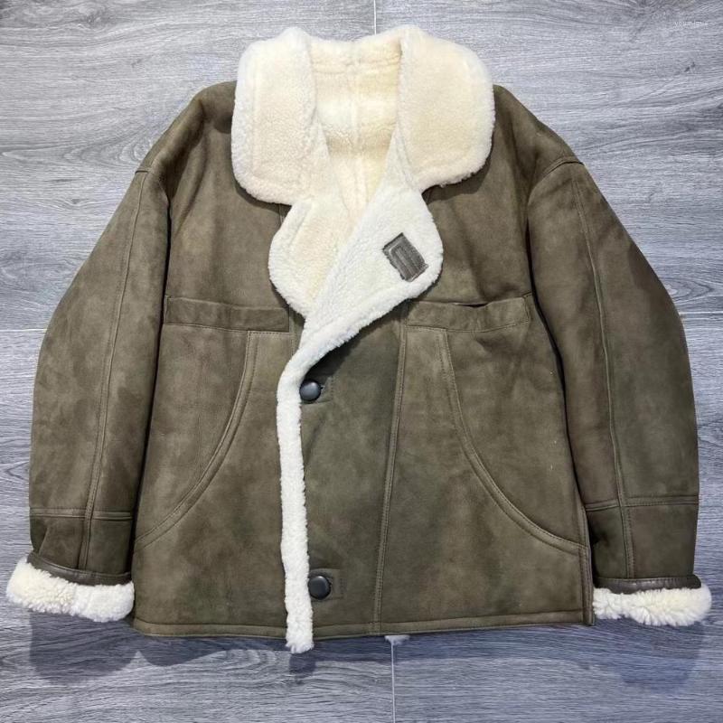 

Women' Leather Femail Shearling Jacket Ladies Warm Winter Lamb Fur Coat, As show