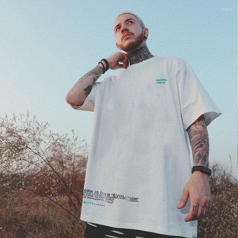 

Men's T Shirts GTDOM European Logo Hip Hop Short Sleeve T-Shirt Fashion Loose And Large Size Street Country Tribute Half, Black