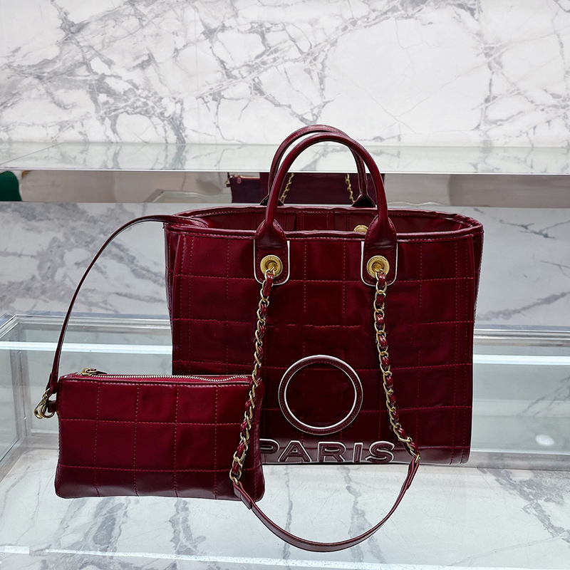 

22Ss Classic Quilted Matelasse Totes Shoulder Bags France Brand Handbags Fashion Large Capacity Women Shopping Bag Luxury Designer Crossbody Bag With Packet 34CM, Black tweed