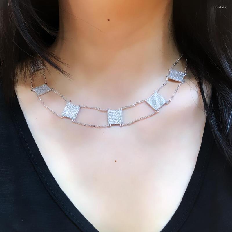 

Chains Kellybola Trendy Double Layer Necklace Jewelry For Women Girl Bridal Wedding Full Shiny CZ 2022 Romantic Lady Gift