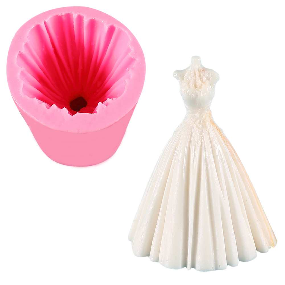 

3D Wedding Dress Silicone Mold DIY Scented Candle Decoration Car Aromatherapy Plaster Drops Glue Mold 1223778
