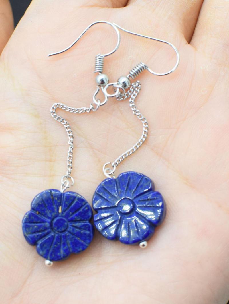 

Stud Earrings One Pair Blue Lapis Carved Flower 15-16mm FPPJ Wholesale Beads Nature