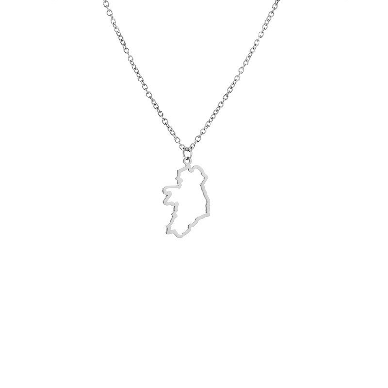 30PC Outline Republic of Ireland Map Necklace Continent Europe Country Dublin Pendant Chain Necklaces for Motherland Hometown Irishman Gifts-image-532893868