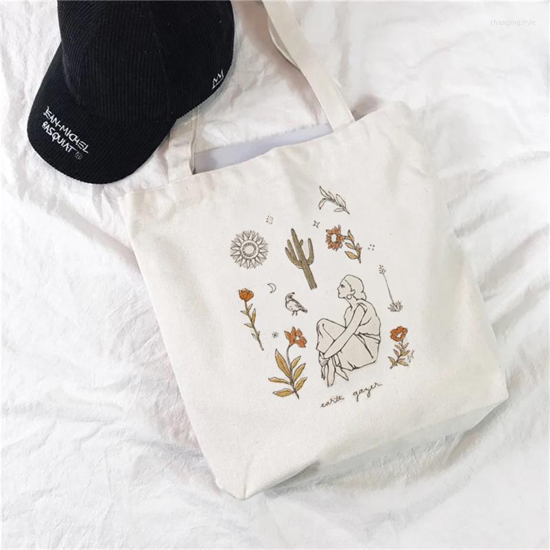 

Shopping Bags Fashion Trend Women's Canvas Bag Cartoon Art Print Women Cotton Shoulder Eco-friendly Tote Reusable Grocery Sho, 21