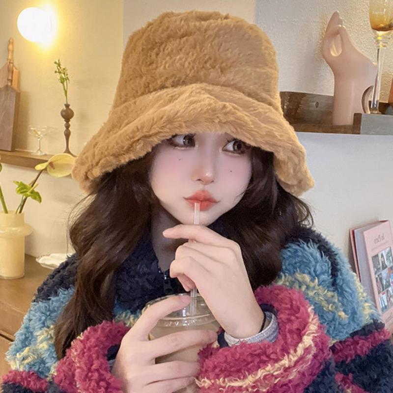 

Berets Women Winter Hat Headwear Basin Thick Cold-proof Chic Brim Sunscreen, Black