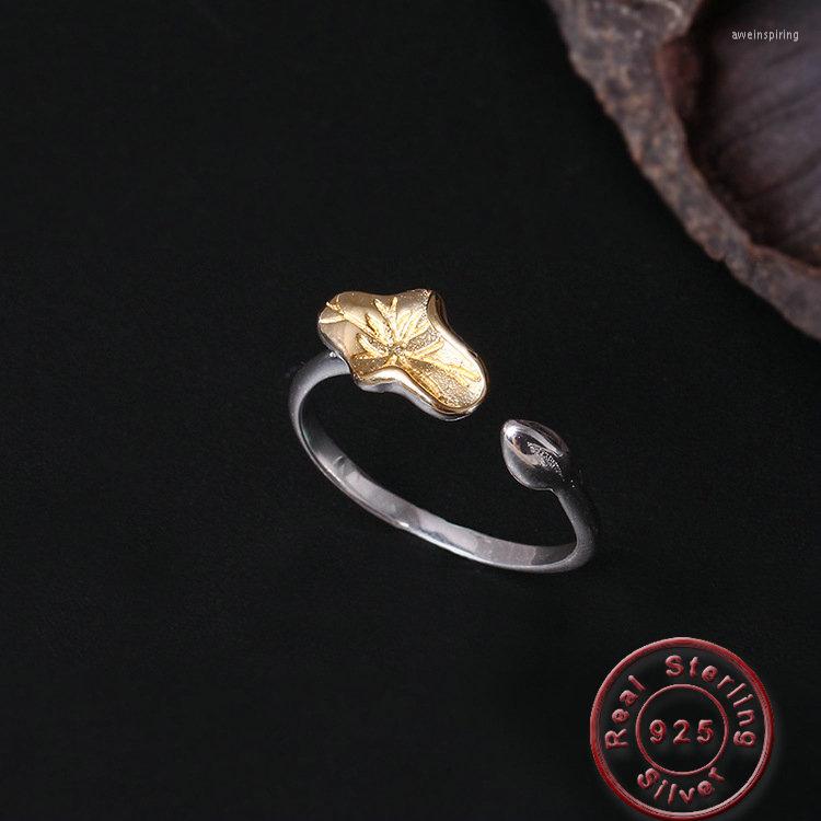 

Wedding Rings Amxiu Simple Style Thin Ring 925 Sterling Silver Open Two Tones Color Bud Lotus For Women Daily Jewelry Bijoux