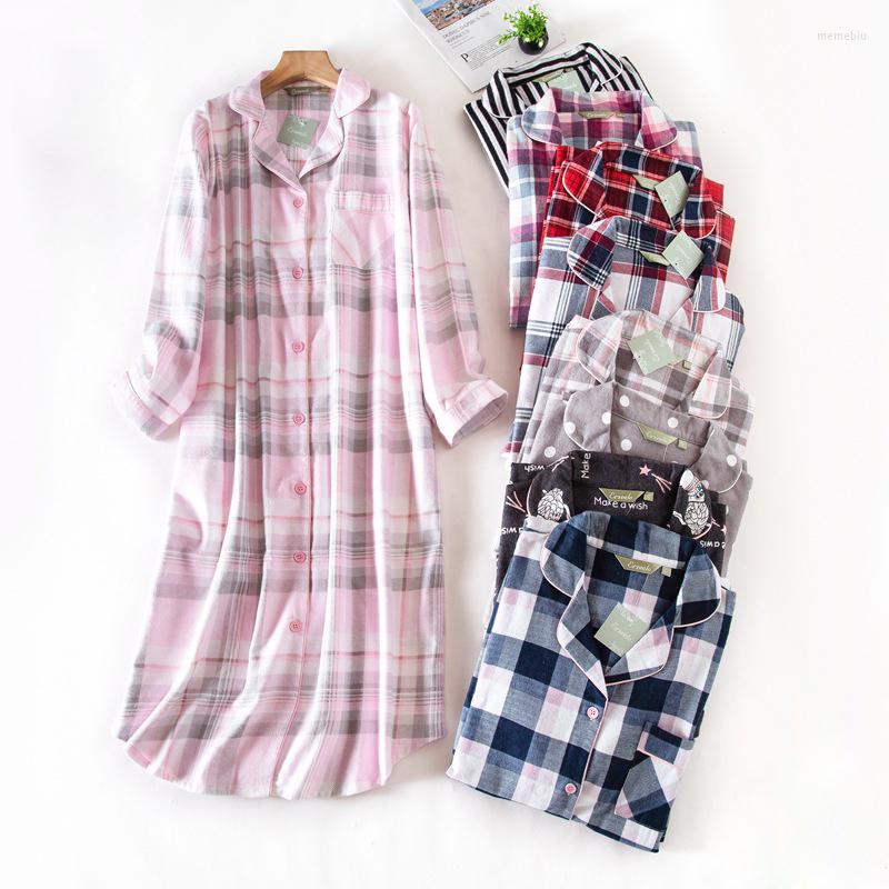 

Women's Sleepwear Plus Size Casual Plaid Long Nightshirts Women Brushed Cotton Winter Warm Sleeve Nightgowns Sleepdress, Jca-11