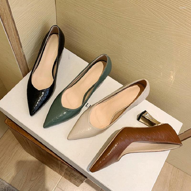 

Dress Shoes ZawsThia 2022 Chic Charm Green Brown Pointed Toe Sexy Lady Office Pumps Crystals Heels V-cut Design Women High Stilettos, Black