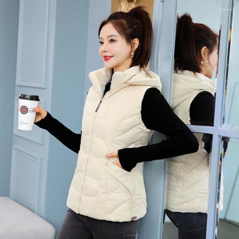 

Women's Vests Women Winter Vest Hooded Solid Color Thicken Warm Waistcoat Outerwear Sleeveless Jacket Coat Casaco Feminino E836, Black