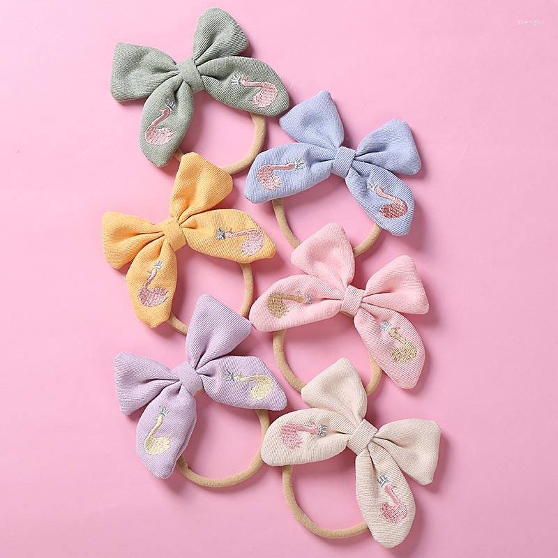 

Hair Accessories Nylon Baby Headband Children Hairband Lovely Swan Bows For Girls Elastic Kids Headwear Wholesale, Green