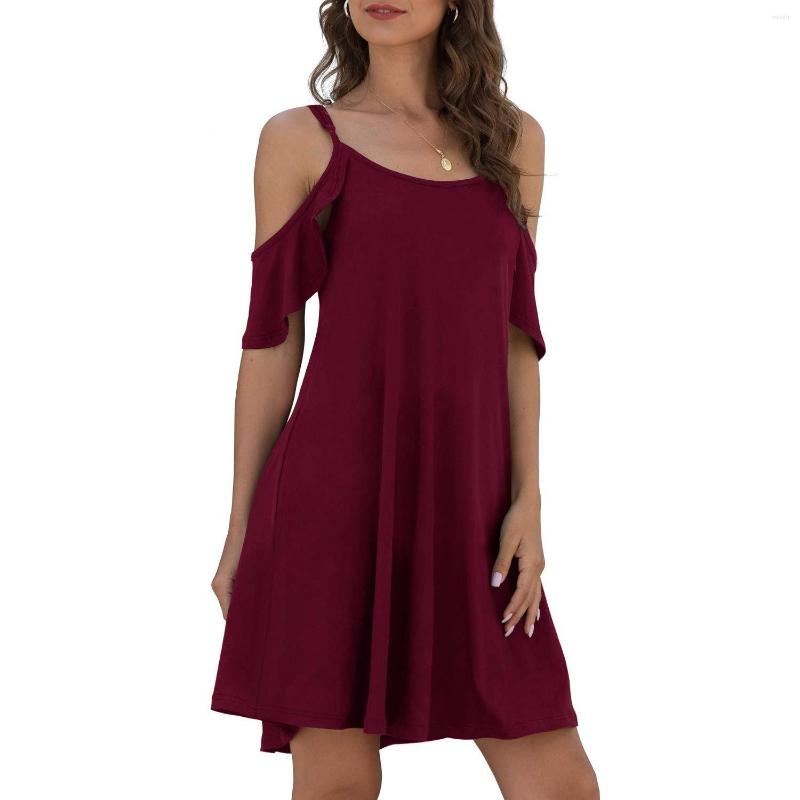 

Casual Dresses 2023 Summer Women Spaghetti Strap Loose Ruffle Women, Blue