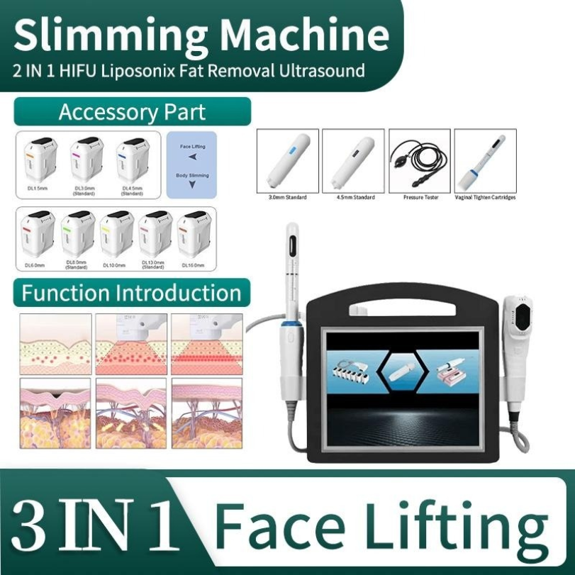 Portable 2 en 1 9d Hifu Corps minceur de cutané Machine de beauté serrer pour le visage Face Fast Free Shping