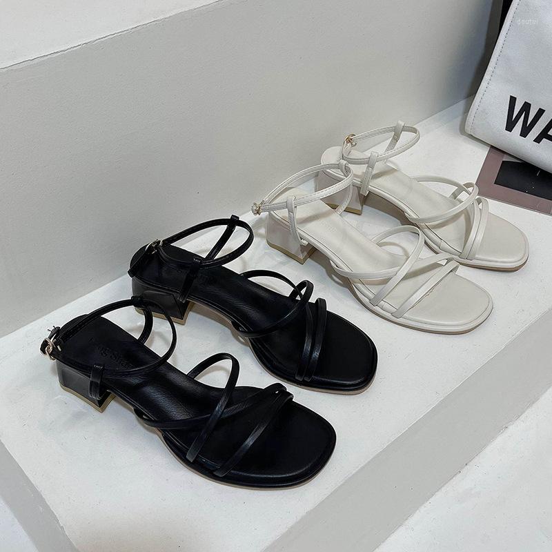 

Dress Shoes Women High-heeled Sandals Simple Thin Strap Roman Square-heeled Open-toe Daily Low-heeled Comfortable High Heels, Beige