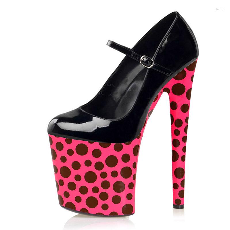 

Dress Shoes Color Shallow Round Toe Women's Pumps Party Props Sexy Fetish 20CM Super High Heeled Platform 8 Inches