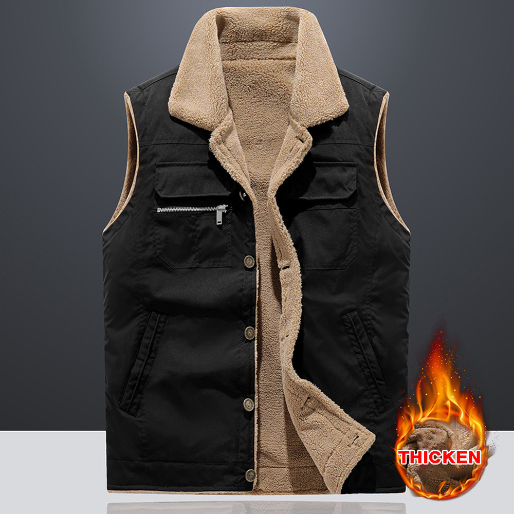 

Men s Vests Sherpa Vest Jacket Turn Down Collar Fur Lined Warm Autumn Winter Coats Casual Streetwear Sleeveless Jackets 221205, Red
