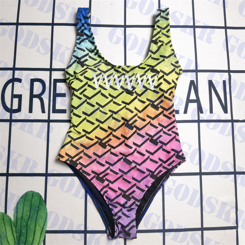 

Designer Bodysuit Swimsuit Colorful Pattern Bikini For Women Holiday Travel One Piece Swimwear, Please contact me real pic