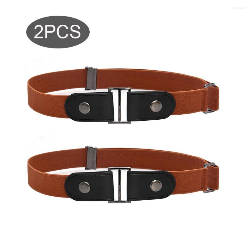 

Belts 2pcs Women Men Stretch Invisible Belt Pants For Jeans Durable Artificial Leather Solid Lightweight Gift Fashion No Buckle Waist, Black