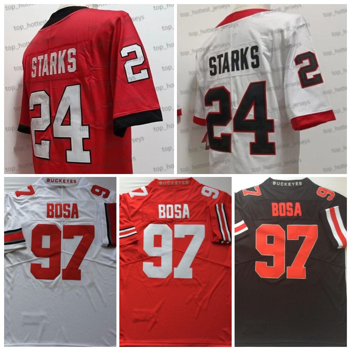 

NCAA 97 Nick Bosa Football Jersey Ohio State Buckeyes 24 Starks Red White College Mens Stitched Jerseys, Men jersey