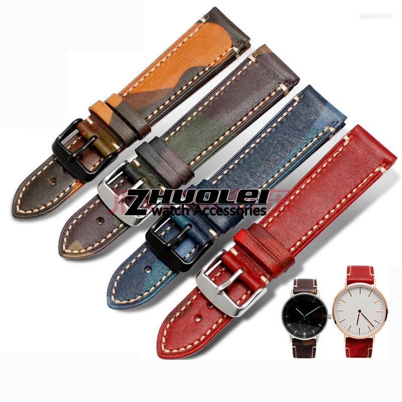 

Watch Bands Wholesale Prices Cowhide Watchbands Women Men Camouflage Vintage Genuin Leagher Band Strap 18mm 19mm 20mmm 22mm