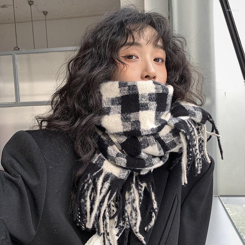 

Scarves Uxury Plaid Scarf Winter Warm Cashmere Women Long Pashmina Foulard Female Lady Tassel Shawl Wraps 2022 Design