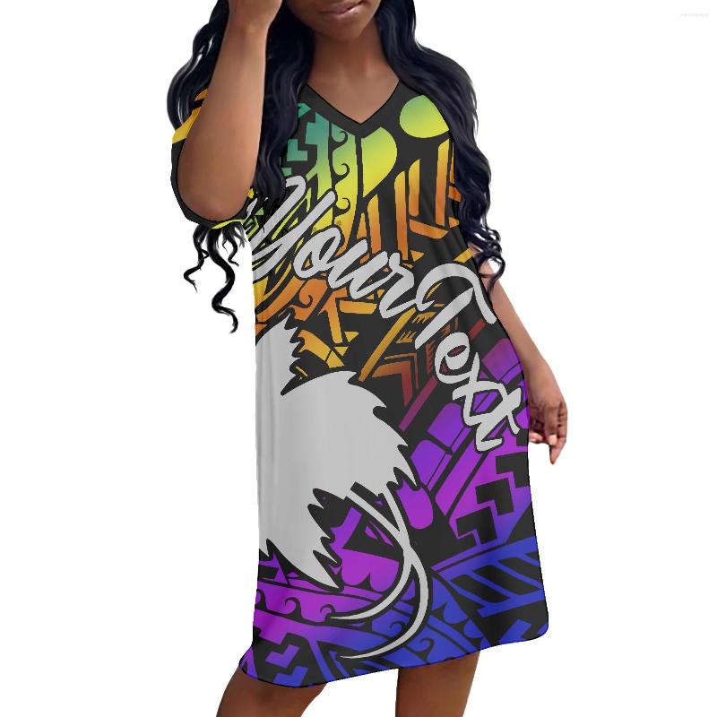 

Casual Dresses T-Shirt Dress Short Sleeve V-Neck Plus Size Spring And Fall Women' Clothing Papua Guinea Pattern Design Print, Zsn220123012d57