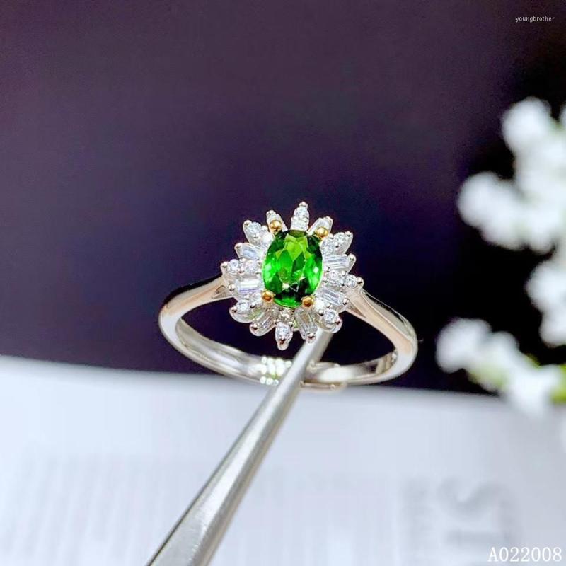 

Cluster Rings KJJEAXCMY Fine Jewelry 925 Sterling Silver Inlaid Natural Diopside Ring Lovely Female Support Test Selling