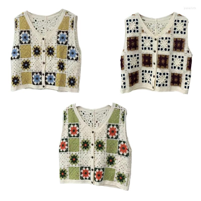 

Women's Vests Women All-match Cardigans Lightweight Sleeveless Knitted Cropped Hollow Tank Top, Matcha color