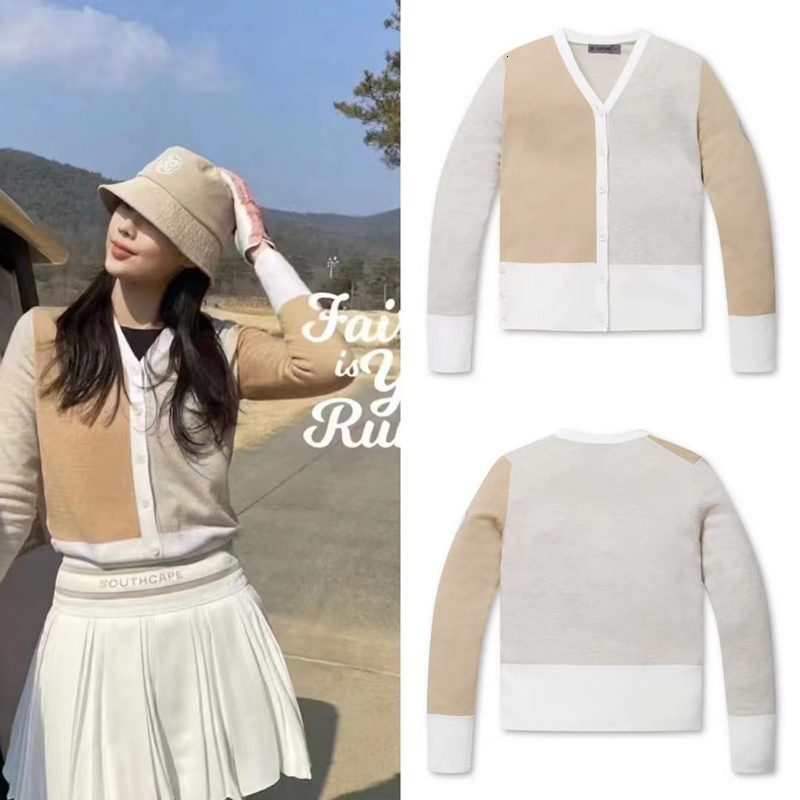 

Golf Jackets G4 Korean Clothing Womens Knitted Cardigan Long Sleeve Splicing Age Reducing Versatile Jacket Early Autumn 221205, 31