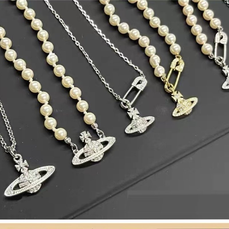 

famous British designer pearl pendant saturn necklace bracelet stereoscopic 3D planet collarbone choker necklaces bracelets jewelry for women mens tennis chain