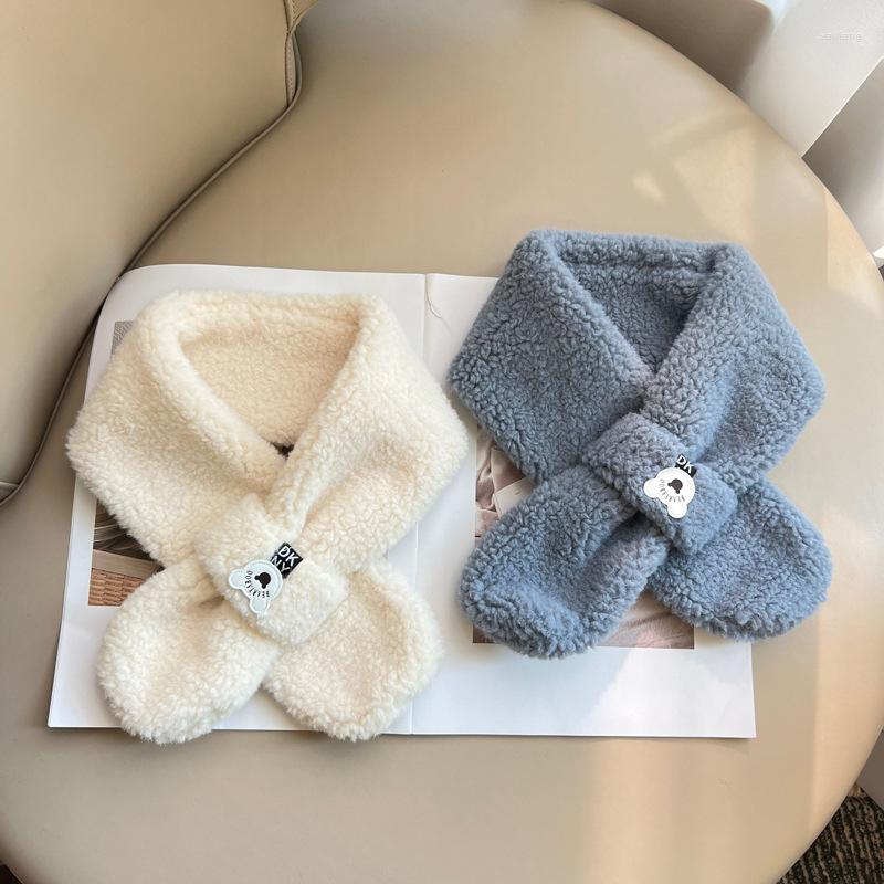 

Scarves Boys Cute Cross Scraves Autumn Winter Warm Plush Scarf For Kids Girls Cartoon Neck Warmer Wring Children 2023 Bufanda Infantil