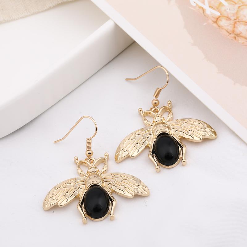 

Dangle Earrings 6 Pair/lot Wholesale Fashion Jewelry Metal Insect Bee Pearl
